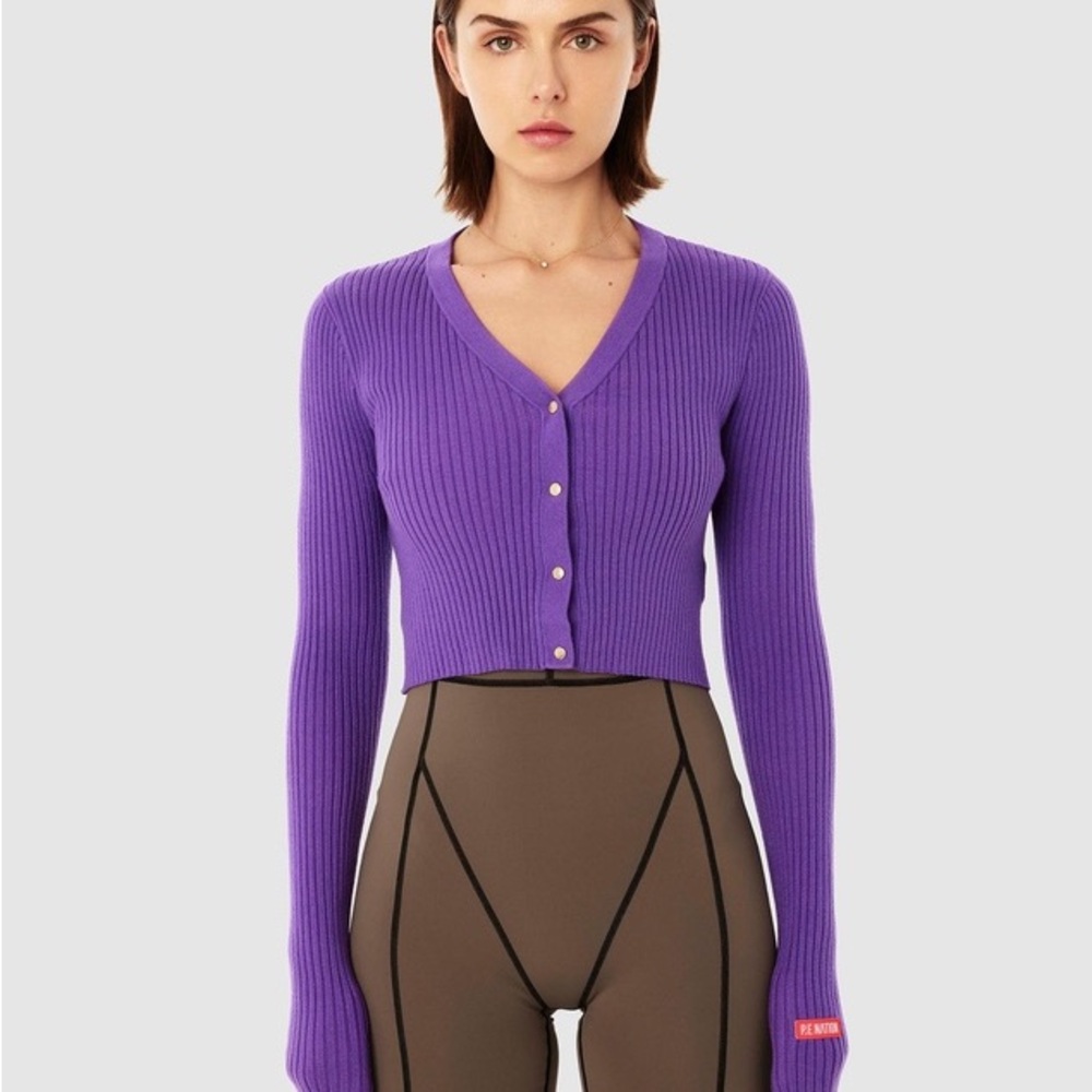 P.E Nation Purple Ribbed Cardigan